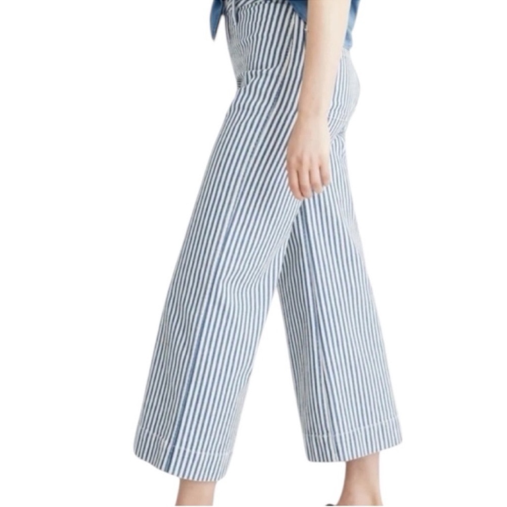 NWT Madewell Emmet Blue White Striped Jeans
Petite 28 Wide Leg Crop High Waist - Picture 3 of 10